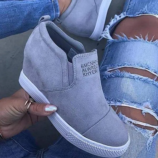 Letter Slip On Wedge Sneakers