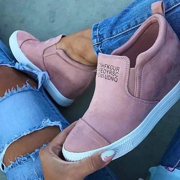 Letter Slip On Wedge Sneakers
