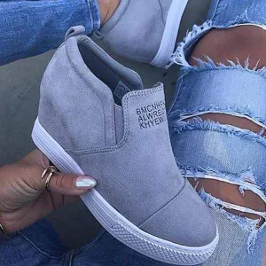 Letter Slip On Wedge Sneakers