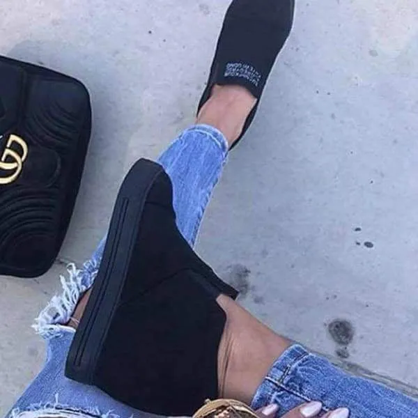 Letter Slip On Wedge Sneakers
