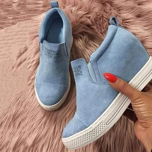 Letter Slip On Wedge Sneakers