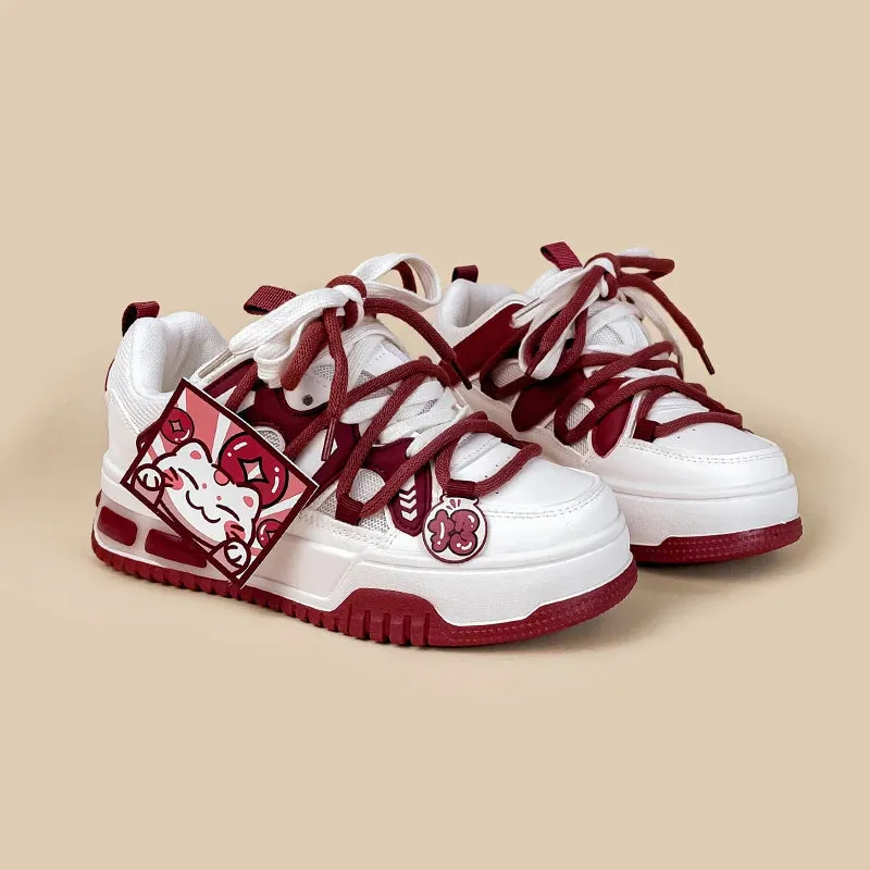 Lunar New Year Chubby Kitty Chunky Casual Sneakers - Women's