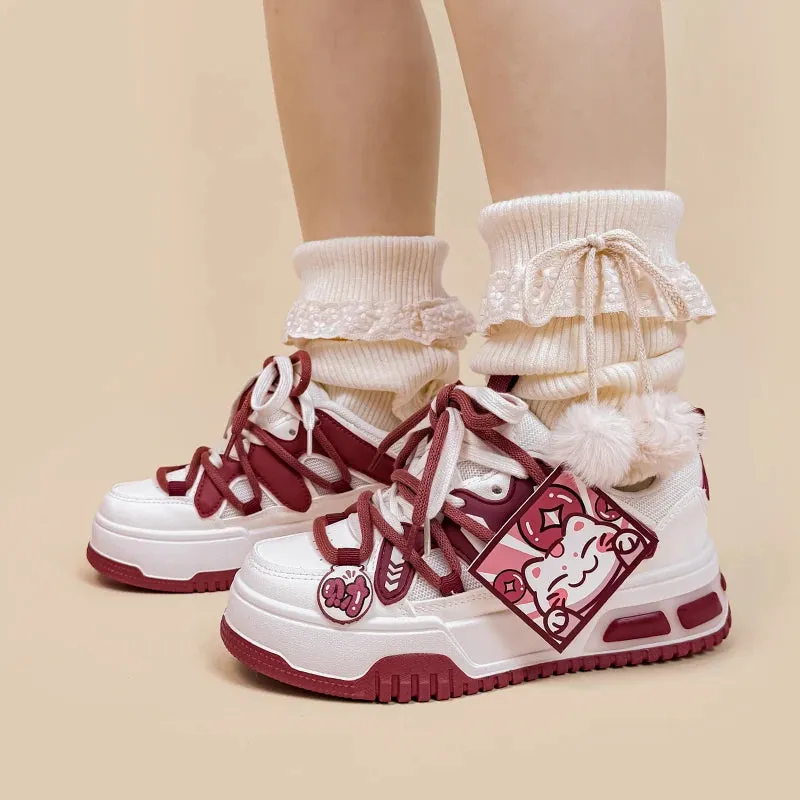 Lunar New Year Chubby Kitty Chunky Casual Sneakers - Women's
