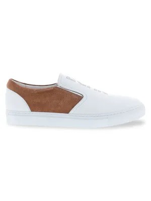 Marcel French Connection leather and suede slip-on sneakers, white