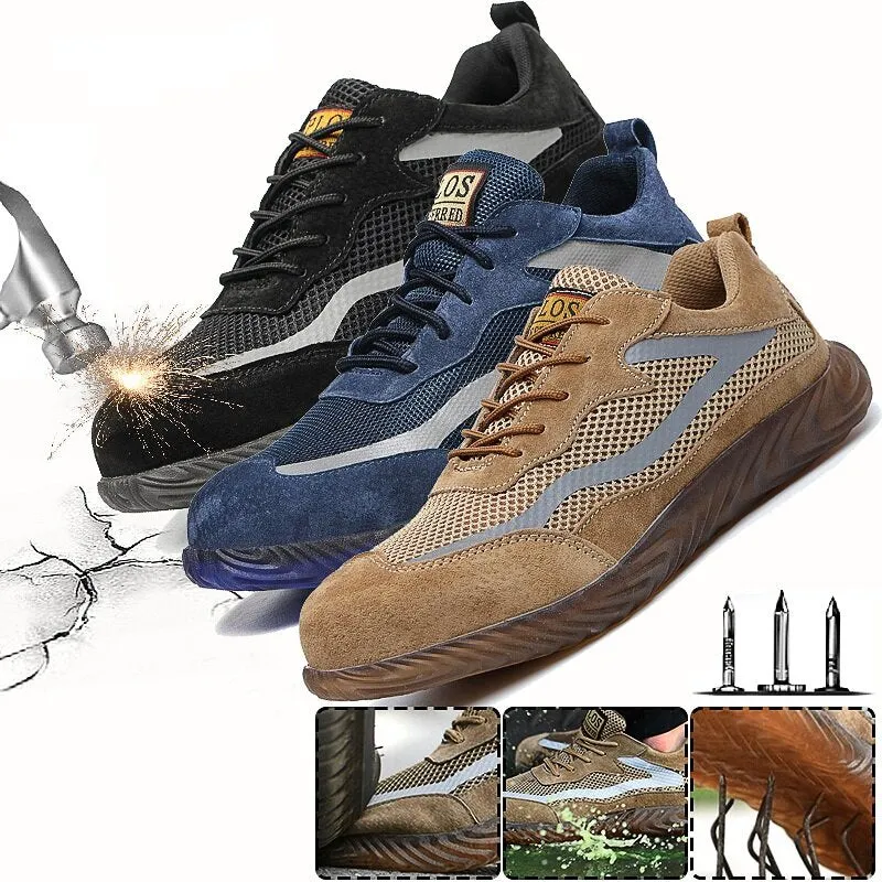 Men's Steel Toe Safety Shoes - Breathable Work Boots & Outdoor Hiking Sneakers