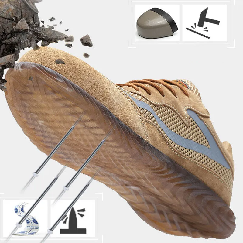 Men's Steel Toe Safety Shoes - Breathable Work Boots & Outdoor Hiking Sneakers
