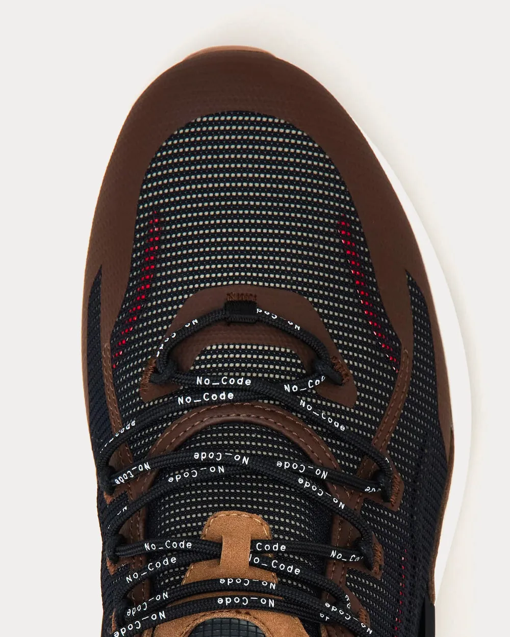 No_Code J in Technical Fabric & Leather Black / Brown Mid Top Sneakers