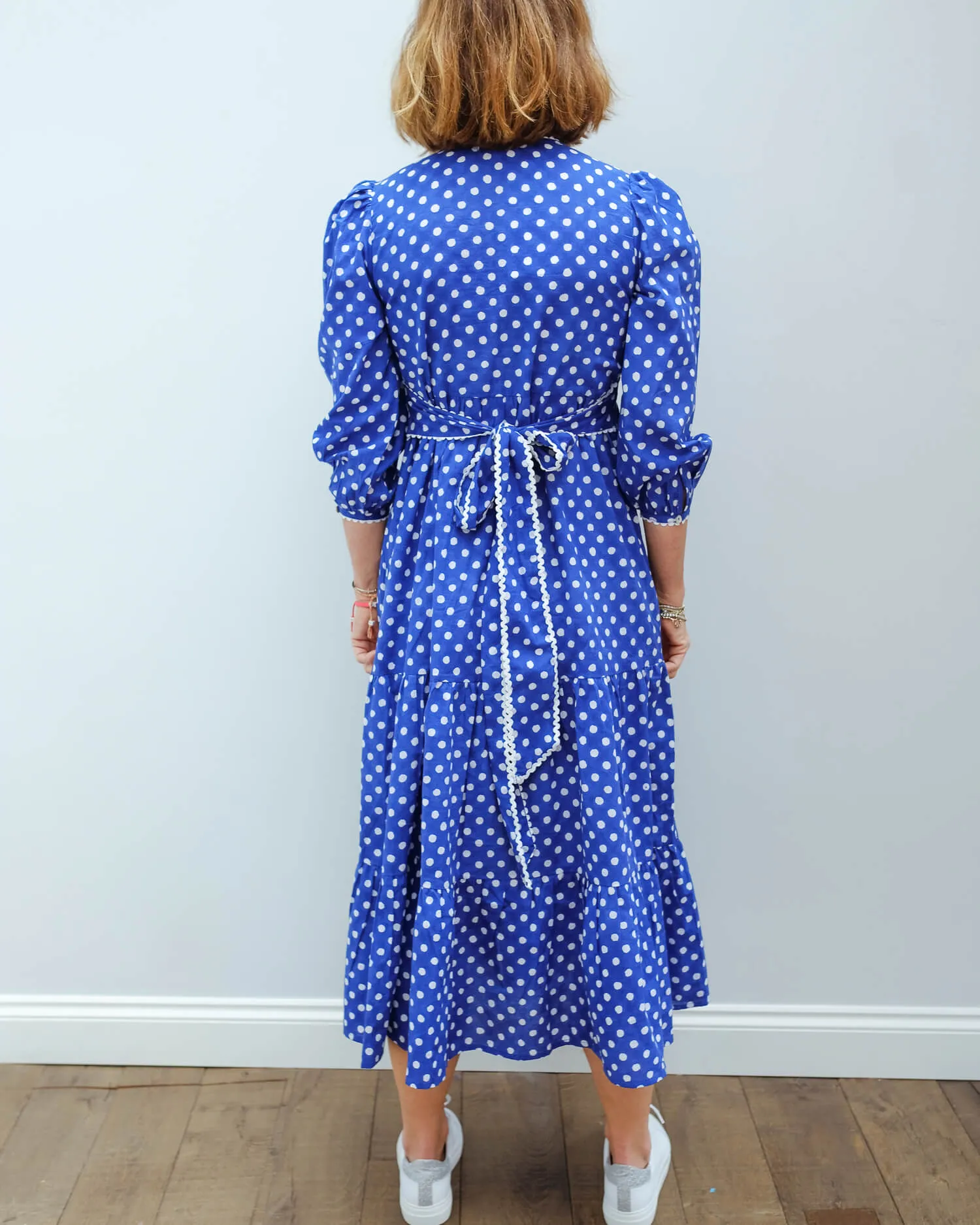 PCP Chloe dress in indigo polka