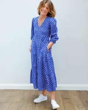 PCP Chloe dress in indigo polka