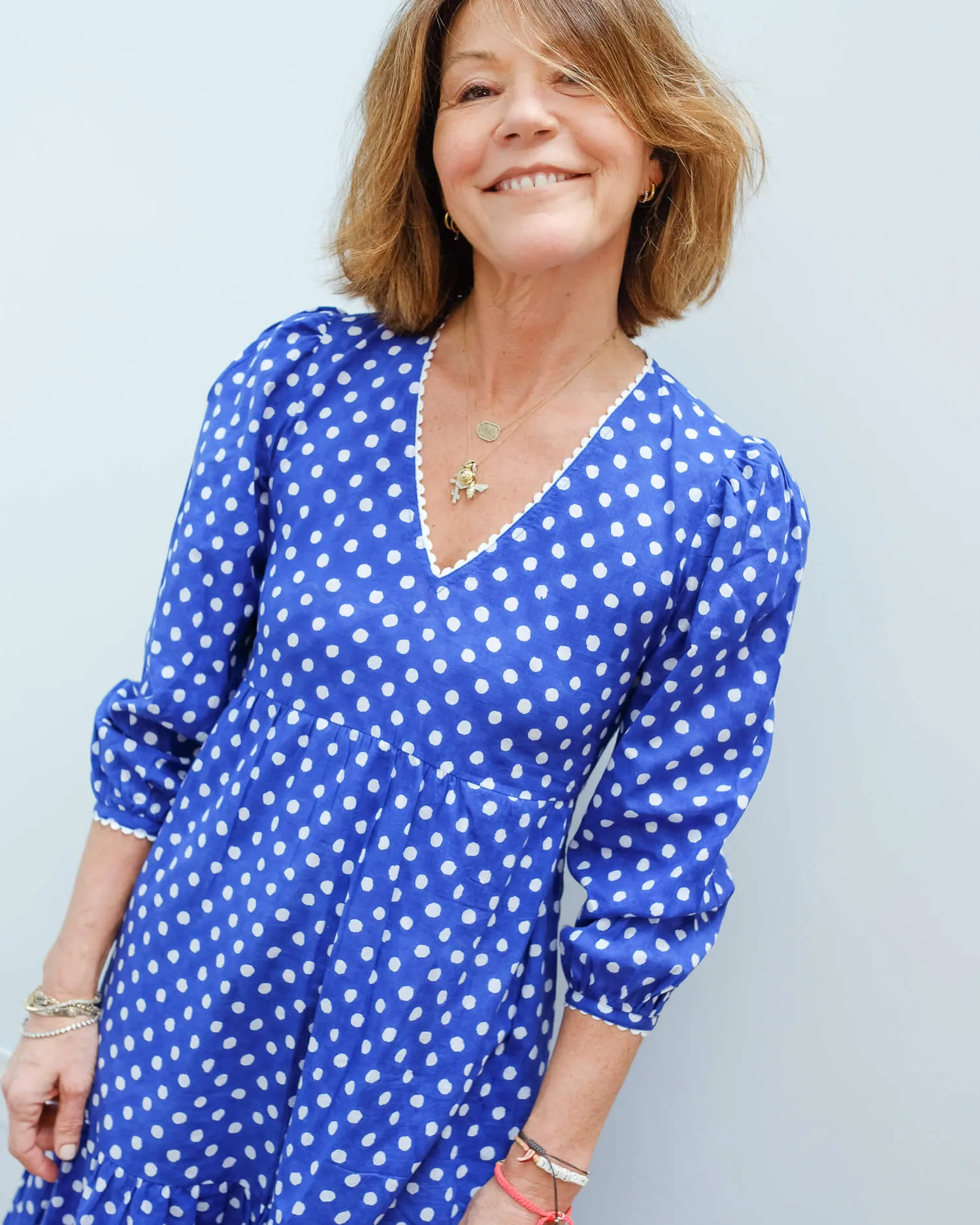 PCP Chloe dress in indigo polka