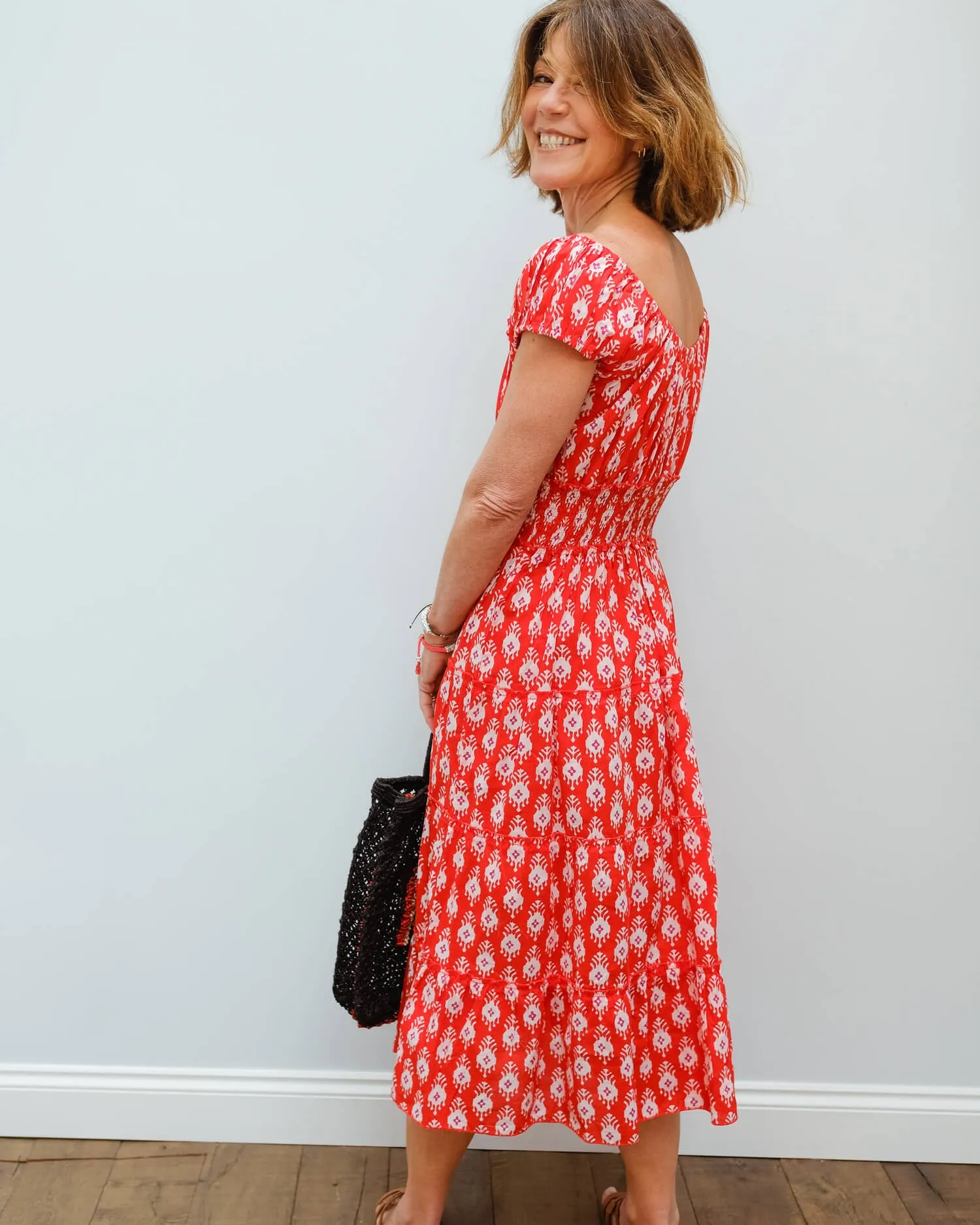 PCP Rah rah midi dress in ruby ikat