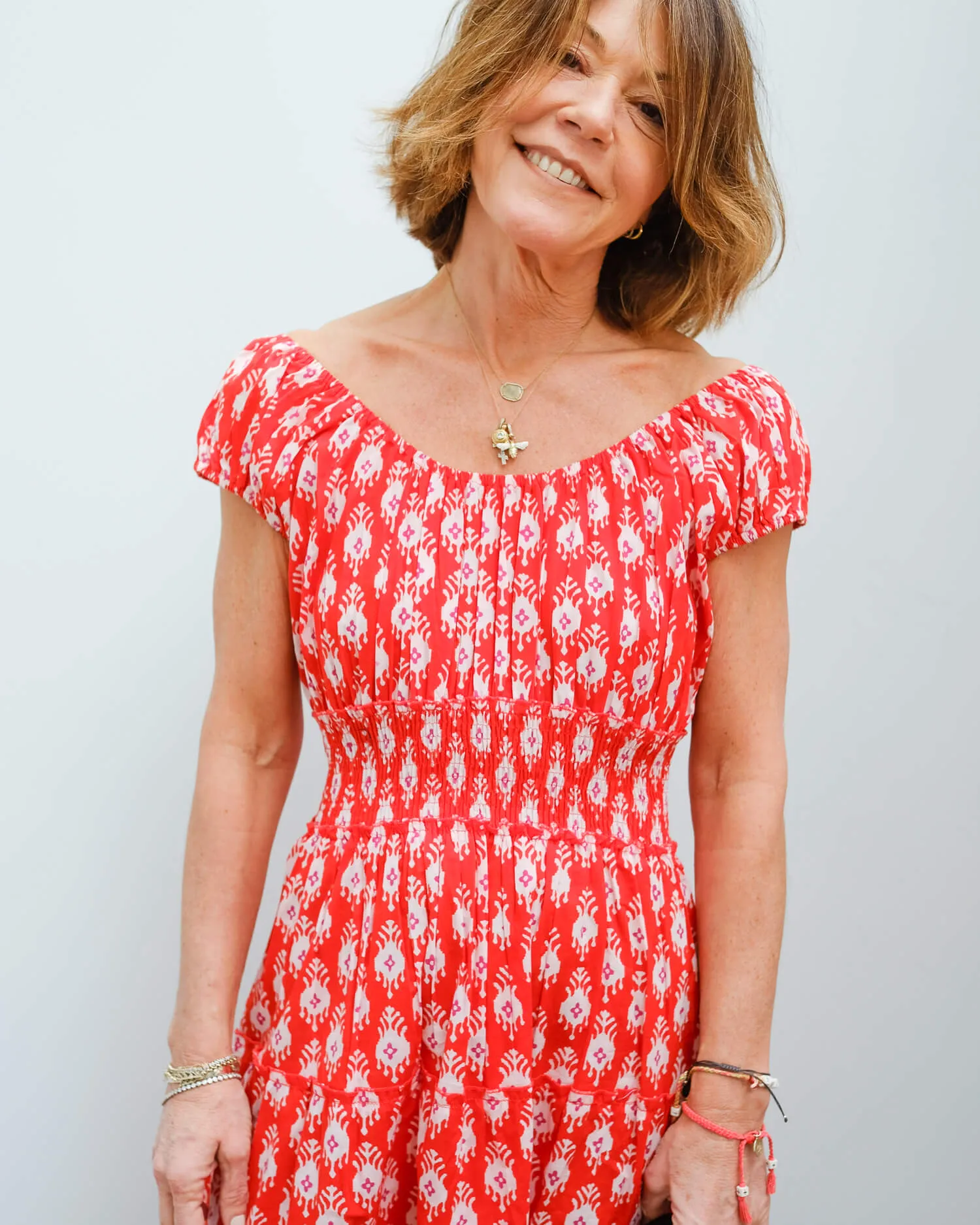 PCP Rah rah midi dress in ruby ikat