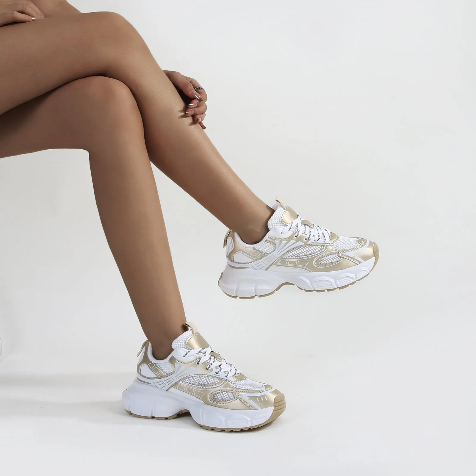 Ramona Metallic Gold Chunky Sole Sneakers