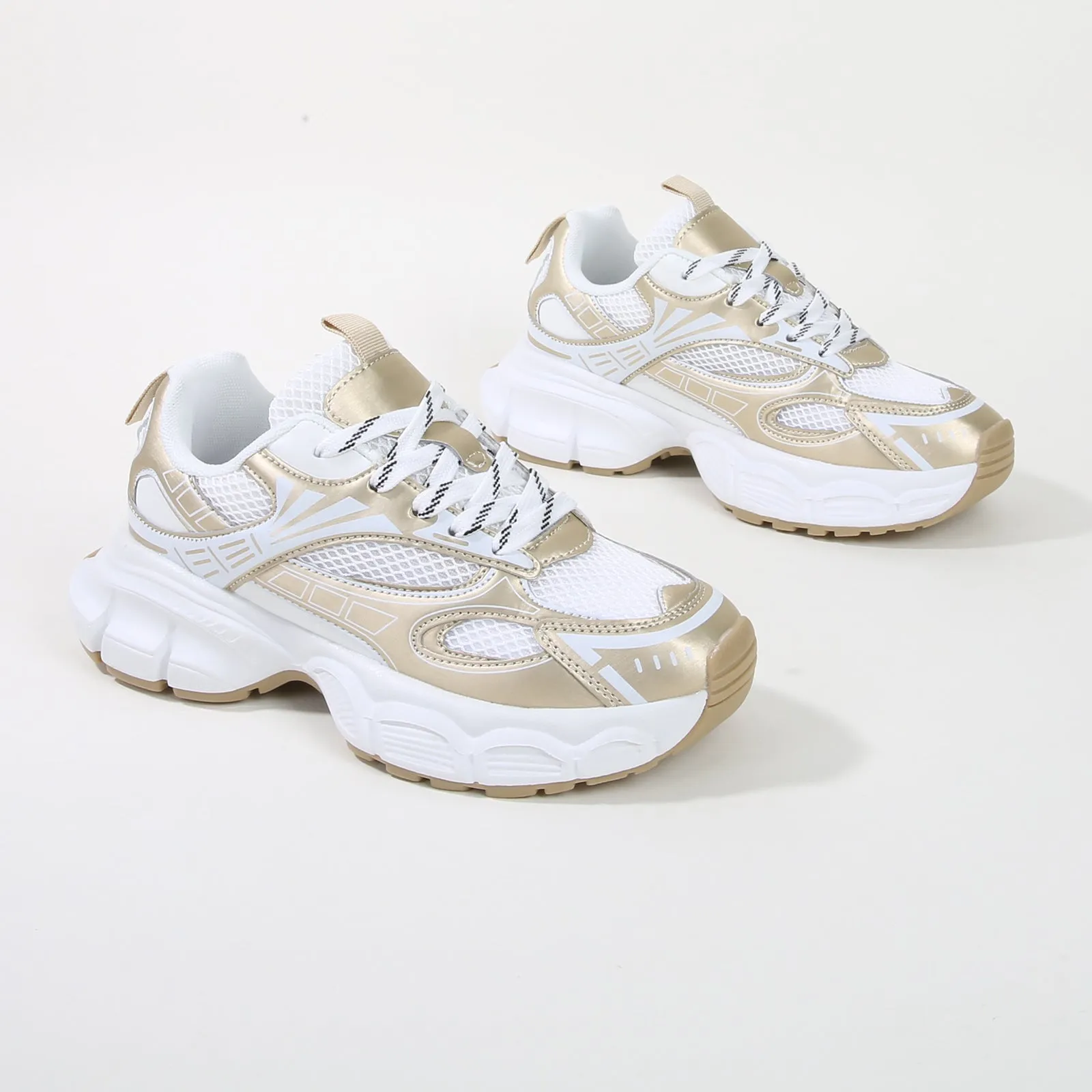 Ramona Metallic Gold Chunky Sole Sneakers