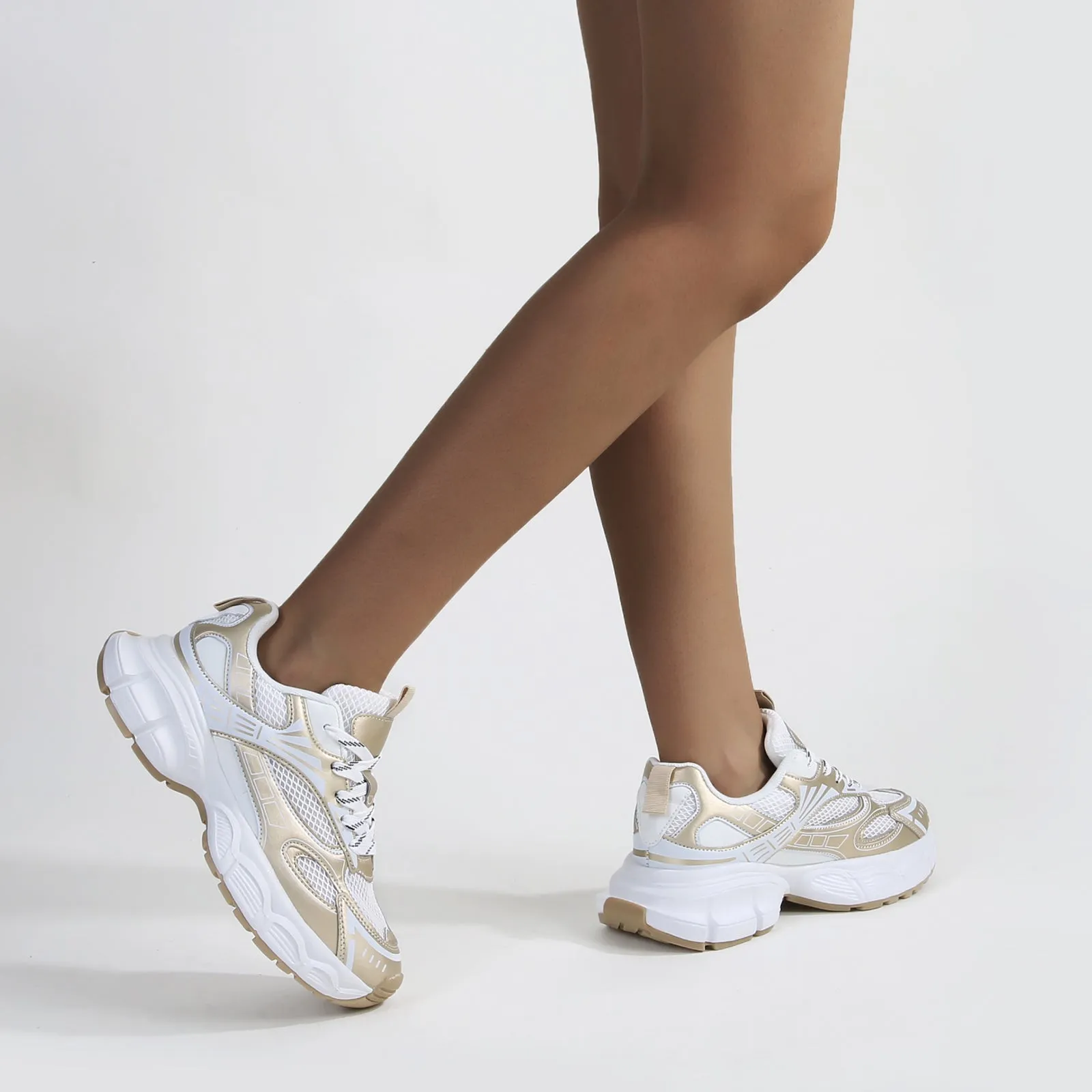 Ramona Metallic Gold Chunky Sole Sneakers