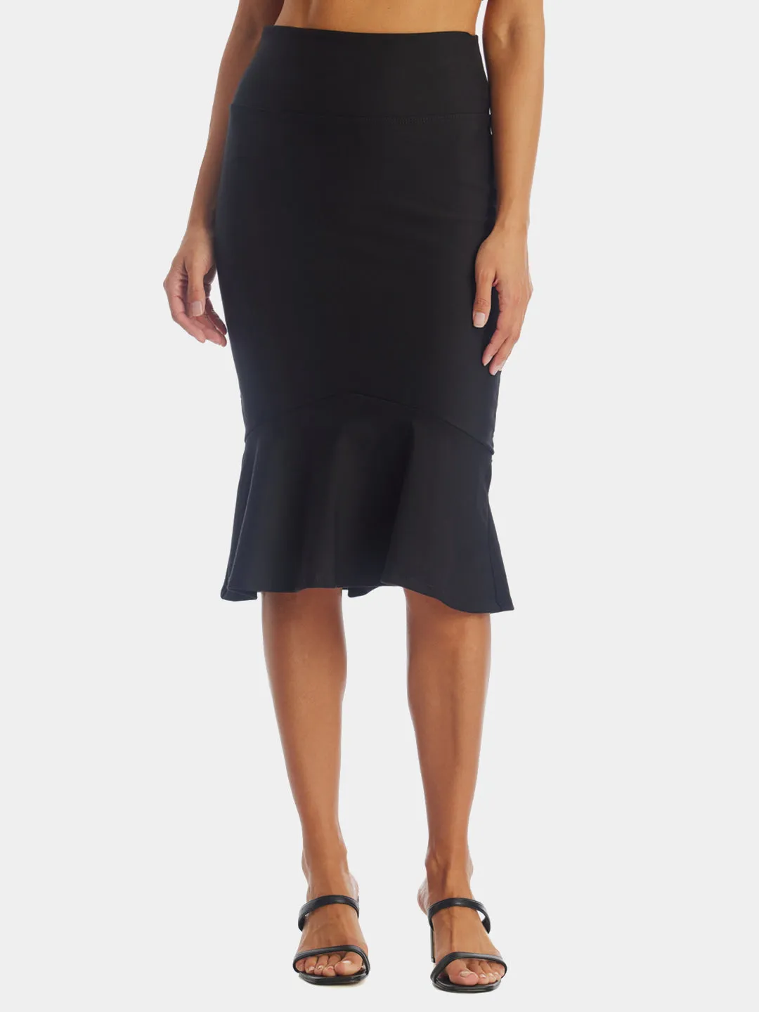 Ruffled Hem Ponte Skirt