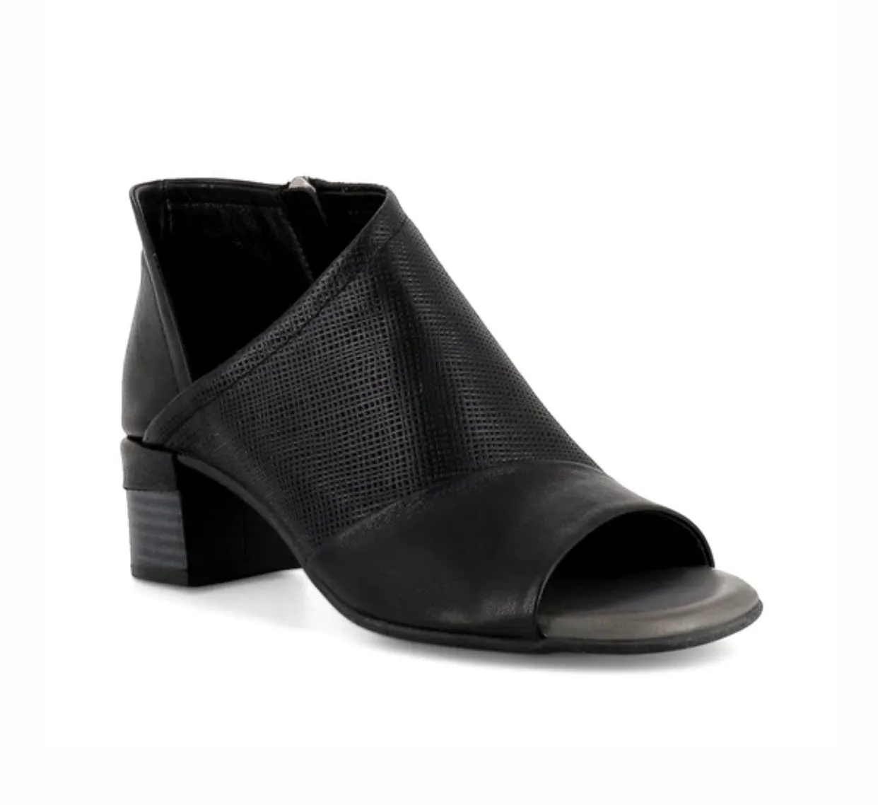 Sala Europe Norwich Black Open Toe Zip Court Shoe Made In Turkey