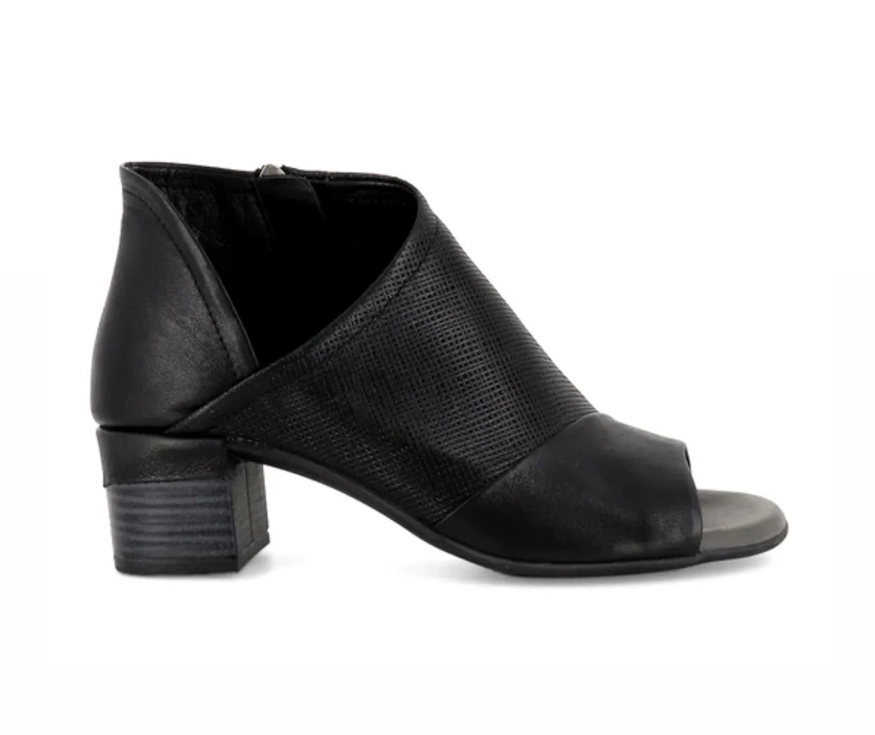Sala Europe Norwich Black Open Toe Zip Court Shoe Made In Turkey