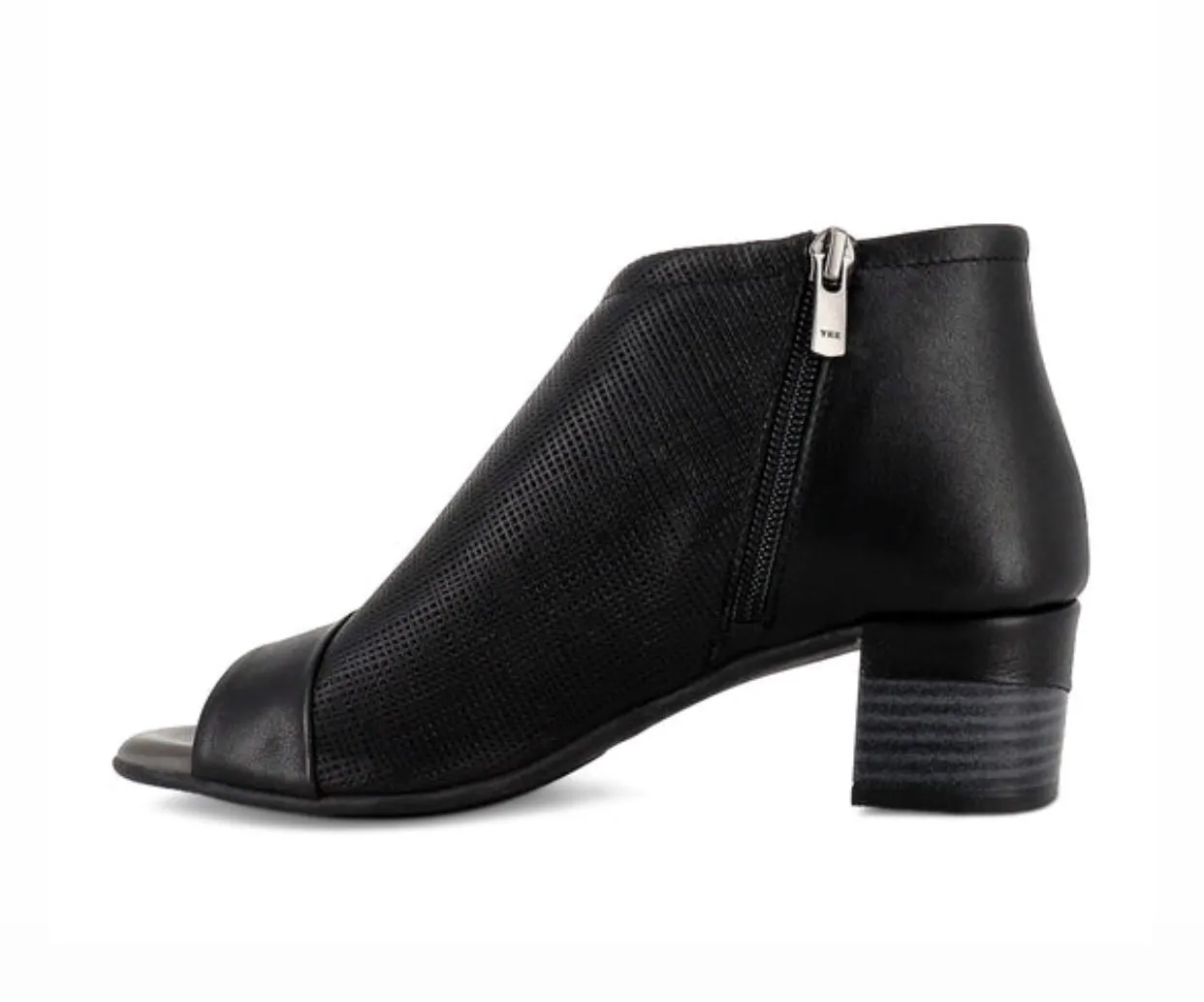 Sala Europe Norwich Black Open Toe Zip Court Shoe Made In Turkey