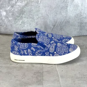 SUN   STONE Men's Navy Paisley Reins Slip-On Sneakers SZ 7./5