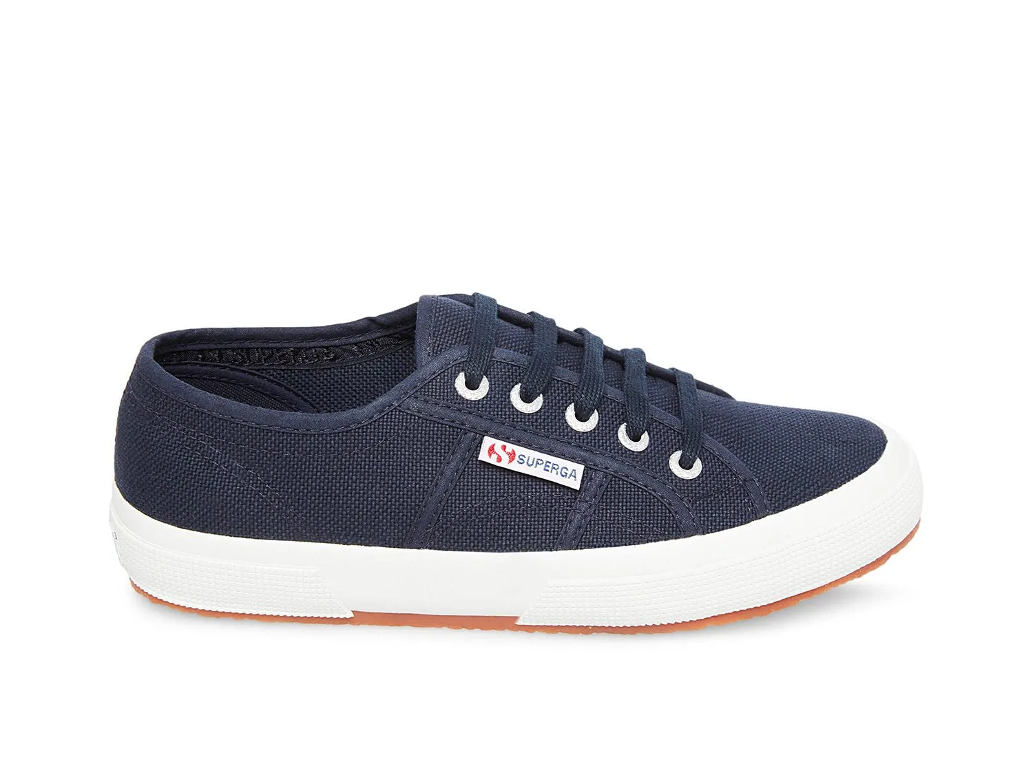 Superga 2750 Cotu Classic Unisex Lace Up Fashion Shoe Sneaker White Navy Canvas (41 (US Men's 8, US Women's 9.5) Medium, NAVY)