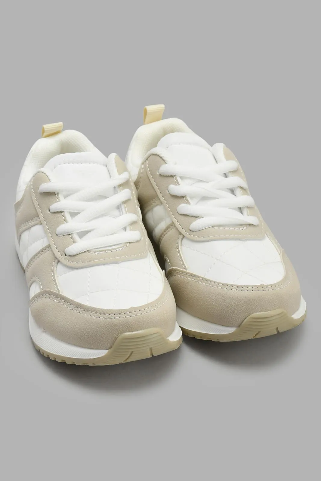 White And Beige Colour Block Sneaker