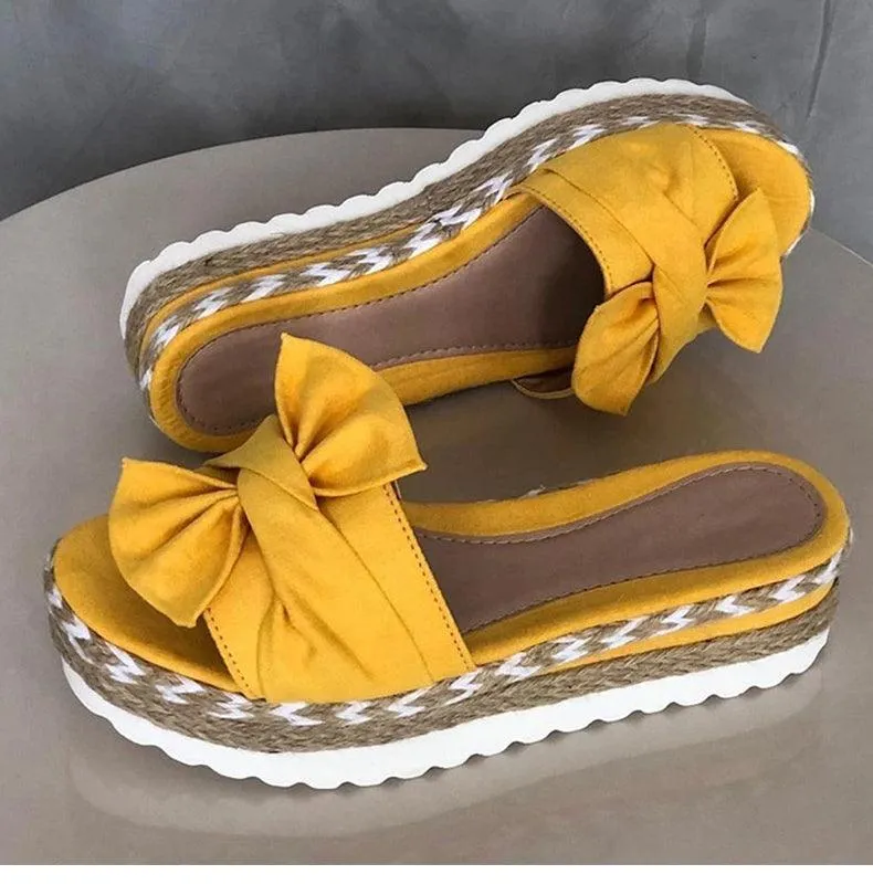 Women Bow Platform Sandals/Slipper Outdoor Flip-flops Wedge Sandals