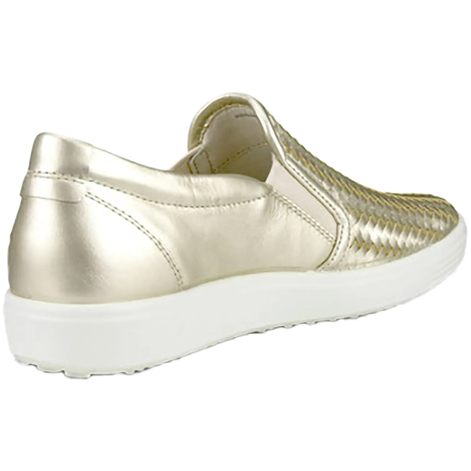 Women's Ecco Soft 7 Woven Slip On Pure White Gold Leather