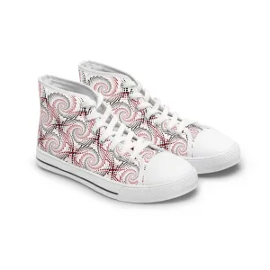 Women's High Top Canvas Sneakers - Dynamic Dot Circles