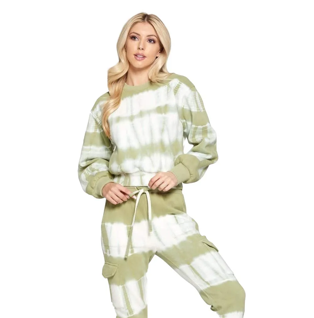 Women's Tie Dye Casual Cotton Pullon Sweatshirt Tops