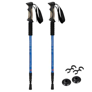 ZENY™ Portable Trekking Poles 2 Pack Lightweight Aluminum Hiking Walking Trail Poles Walking Sticks with Anti-Shock Mechanism and Ergonomic Grips,Length Adjustable from 25.5'' Up to 53'',1 Pair